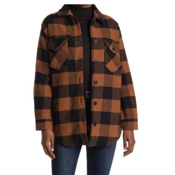 NWT RFI  Orange & Black Plaid Casual Winter Work Wear Gorpcore Shirt Jacket XL - Picture 1 of 9
